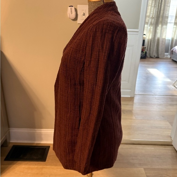 Eileen Fisher burgundy/brown tweed jacket with two side pockets women’s size XS - Picture 2 of 9